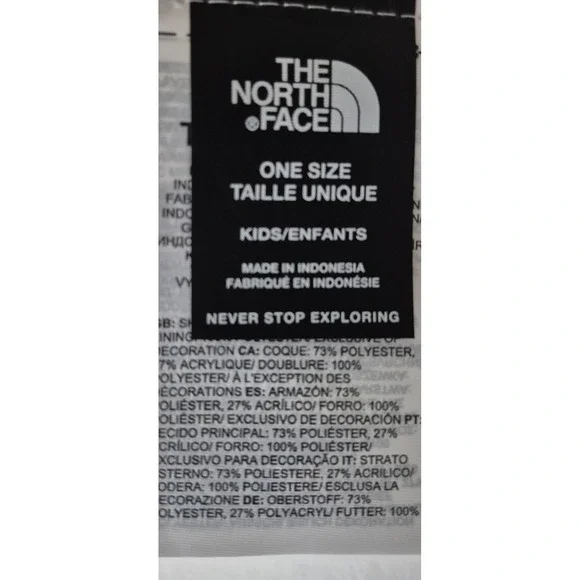 North Face Hat Beanie Kids One Size Pink Multi Color Knit Pom Cozy Winter New - Picture 3 of 6